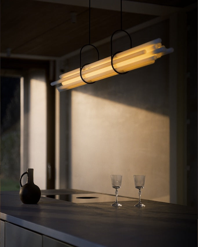 NL 12 Pendant, Linear, Horizontal, Frosted Glass Tubes, LED, 2200K, IP20