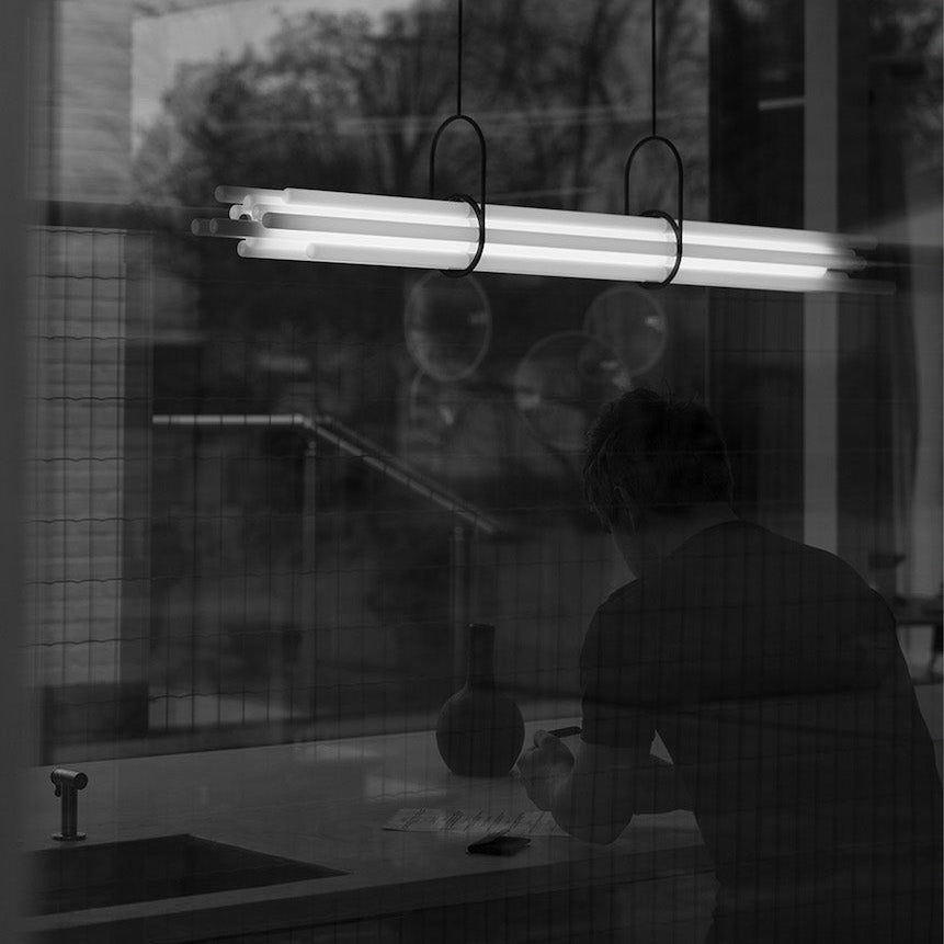 NL 12 Pendant, Linear, Horizontal, Frosted Glass Tubes, LED, 2200K, IP20
