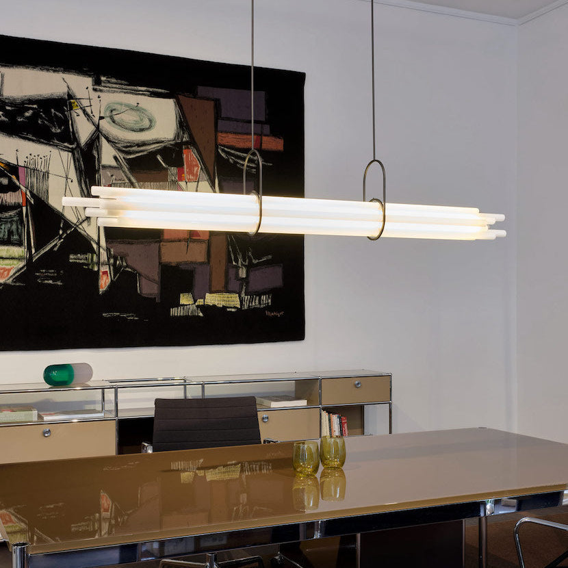 NL 12 Pendant, Linear, Horizontal, Frosted Glass Tubes, LED, 2200K, IP20