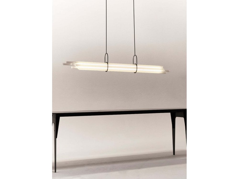 NL 12 Pendant, Linear, Horizontal, Frosted Glass Tubes, LED, 2200K, IP20