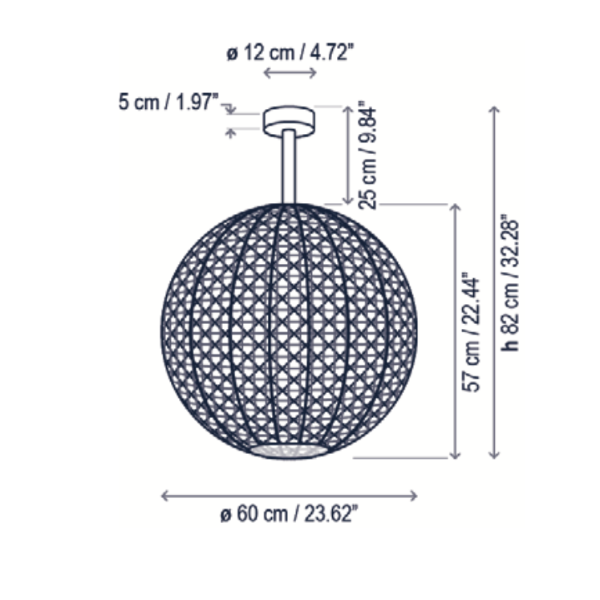 Nans Ceiling, Sphere, 60 cm, Red, LED, 14W, Triac Dim, IP54