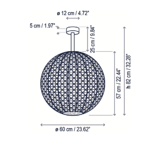Nans Ceiling, Sphere, 60 cm, Brown, LED, 14W, Triac Dim, IP54