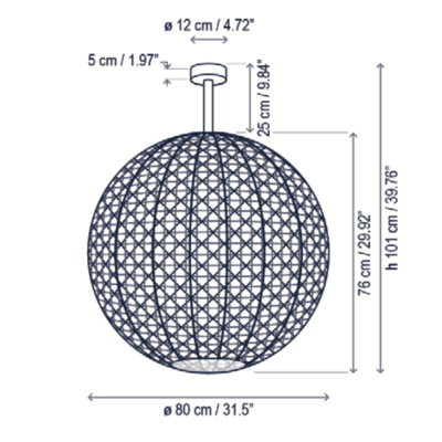 Nans Ceiling, Sphere, 80 cm, Beige, LED, 24W, Triac Dim, IP54