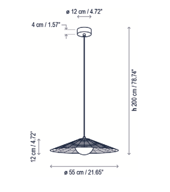 Nans Pendant, Cone, Red, LED, 8W, Triac Dim, IP54