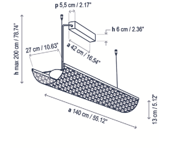 Nans Pendant, Linear, Brown, LED, 44W, Triac Dim, IP54