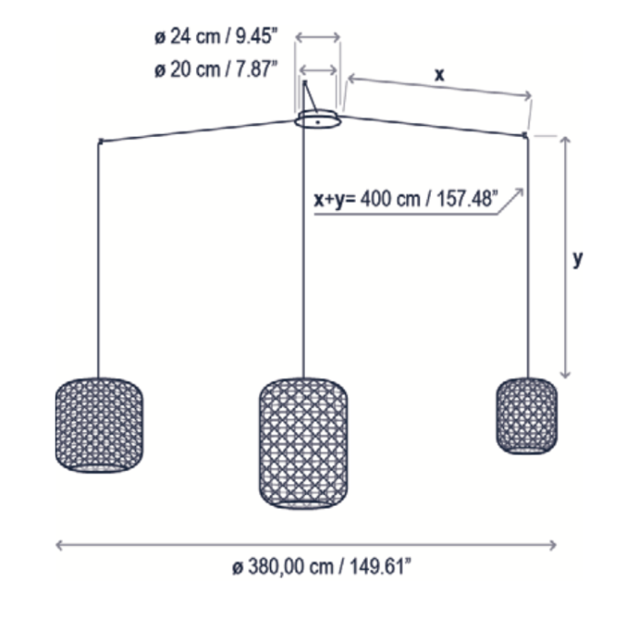 Nans Pendant, Triple Cluster, Brown, LED, 28.5W, Triac Dim, IP54