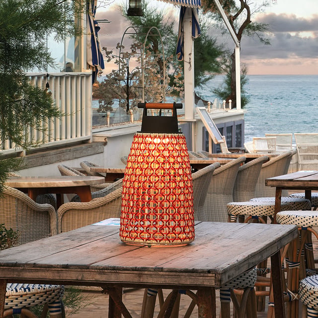 Nans Table Wireless, Cone, 41 cm, Red, LED, 3W, Touch Dim, IP54