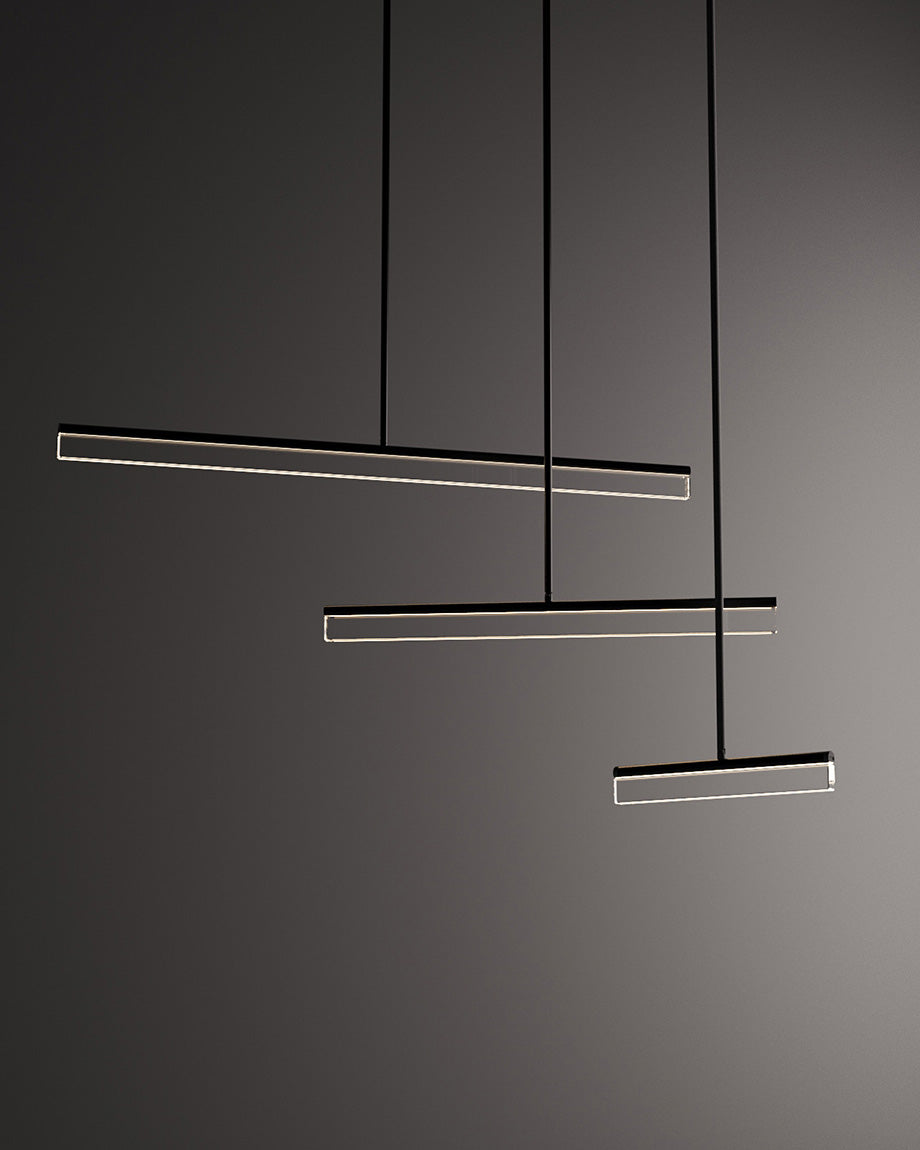 Napier Linear Pendant, Black and Crystal, Adjustable, LED, IP20