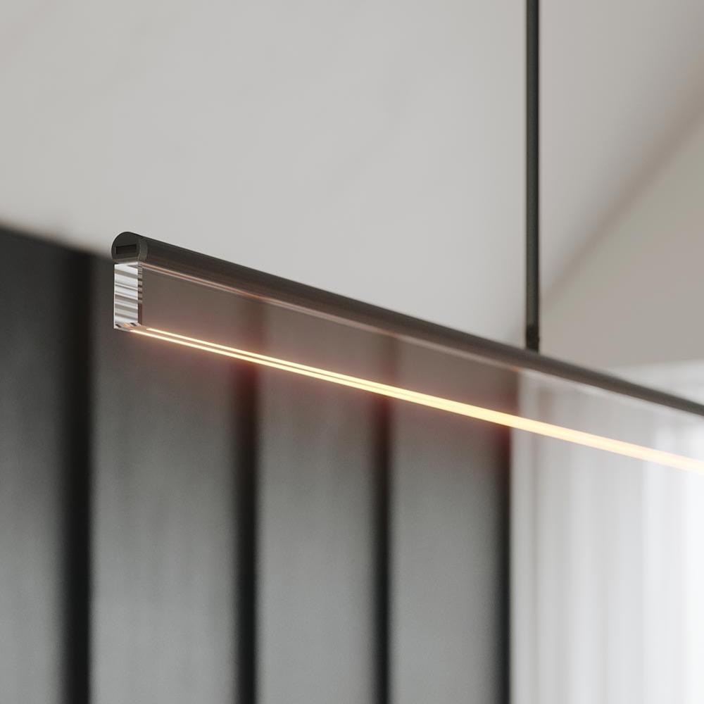 Napier Linear Pendant, Black and Crystal, Adjustable, LED, IP20