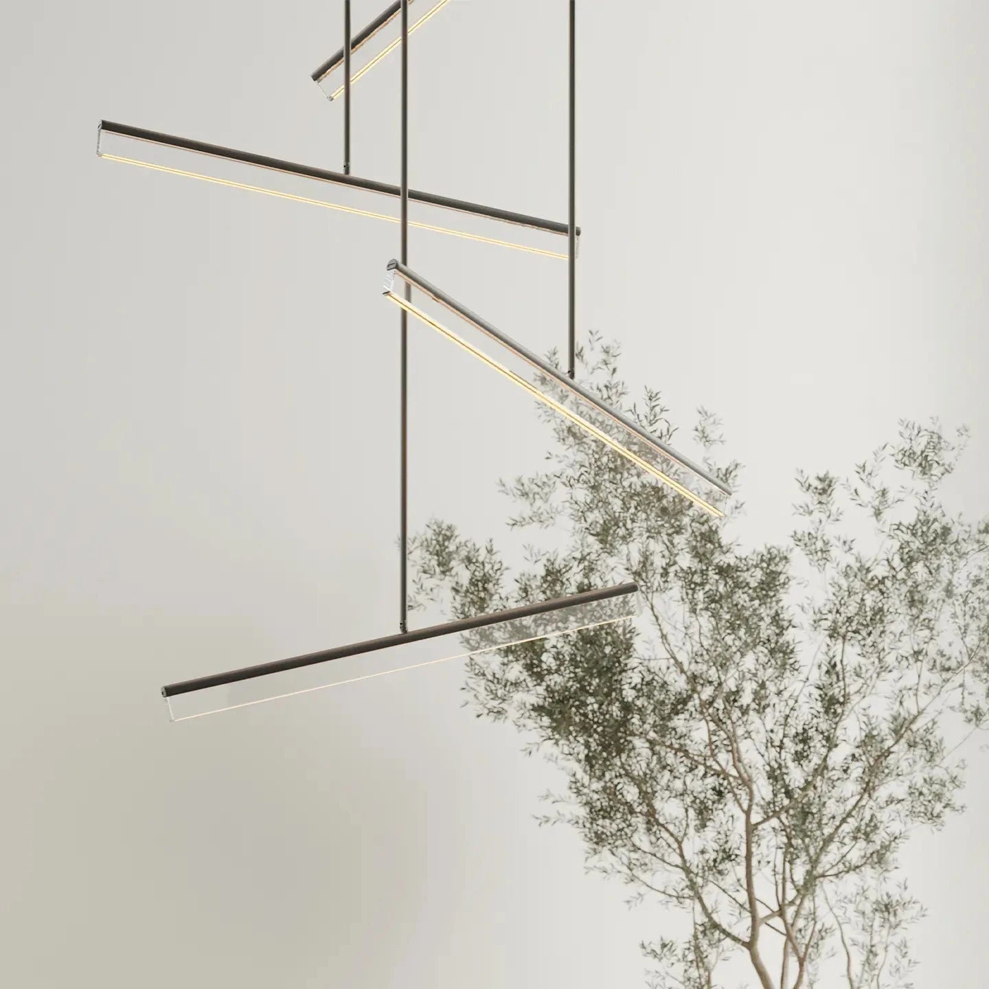 Napier Linear Pendant, Black and Crystal, Adjustable, LED, IP20