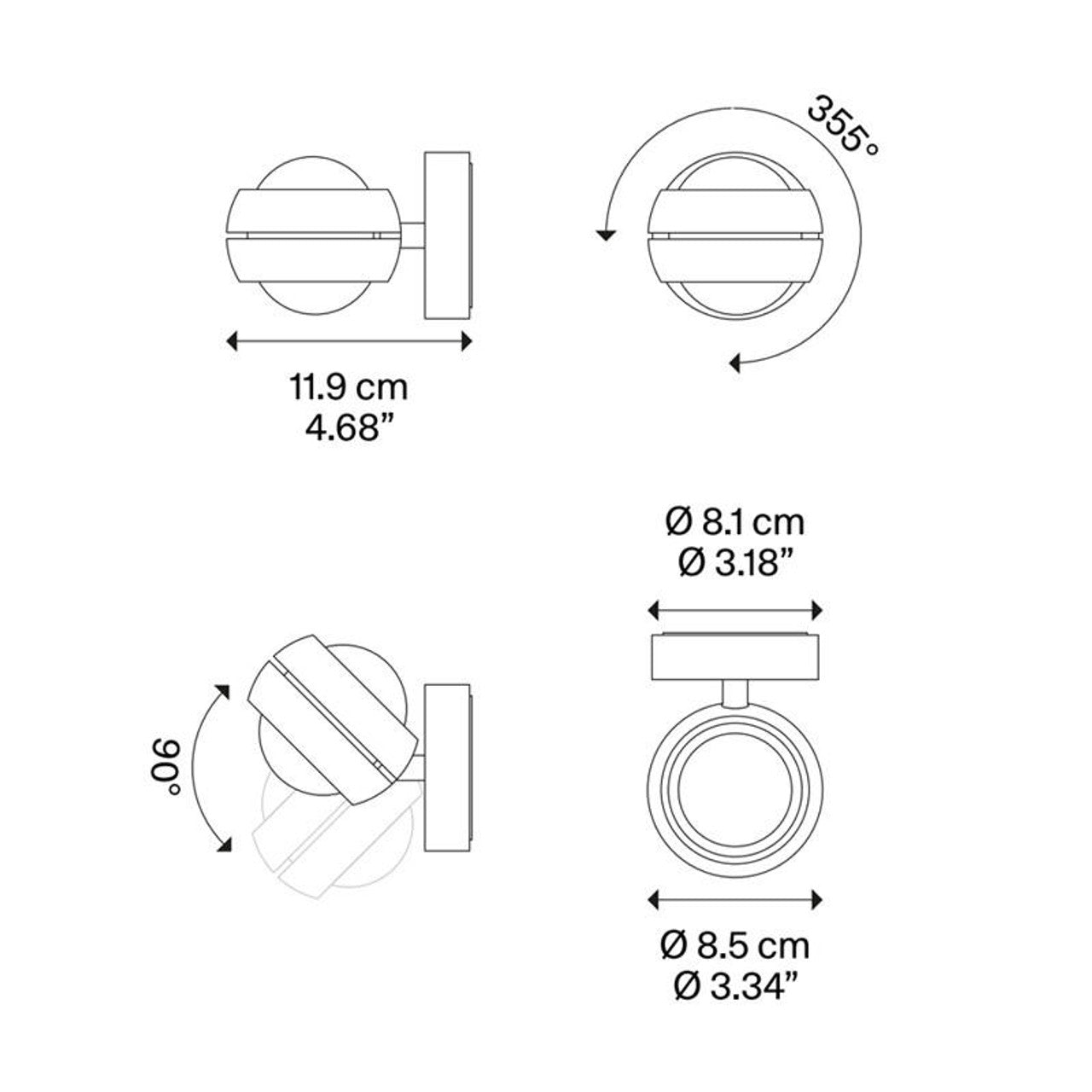 Nautilus Wall, Small Adjustable, LED, Triac Dim, IP20