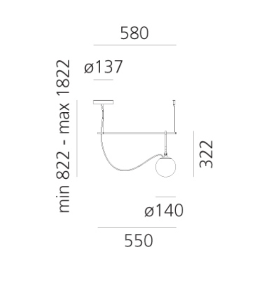 Nihm-Linear-Pendant-1-14-Globe-Line-with-Short-Arm-Drawing