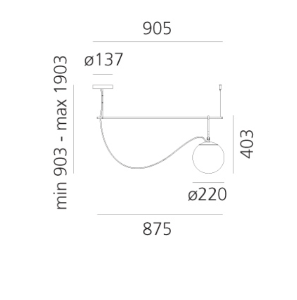 Nihm-Linear-Pendant-1-22-Globe-Line-with-Long-Arm-Drawing