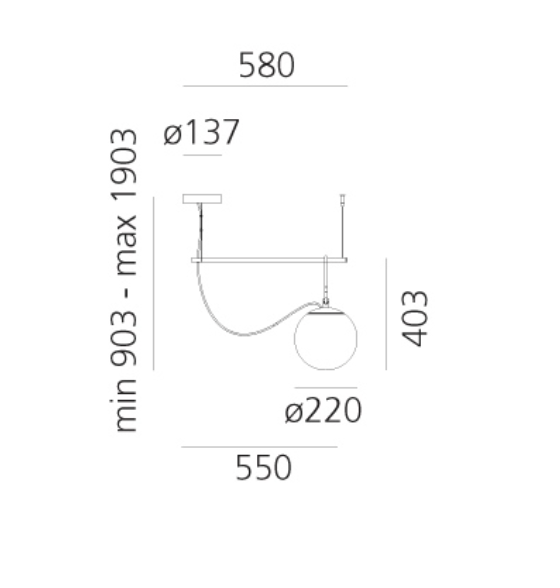 Nihm-Linear-Pendant-1-22-Globe-Line-with-Short-Arm-Drawing