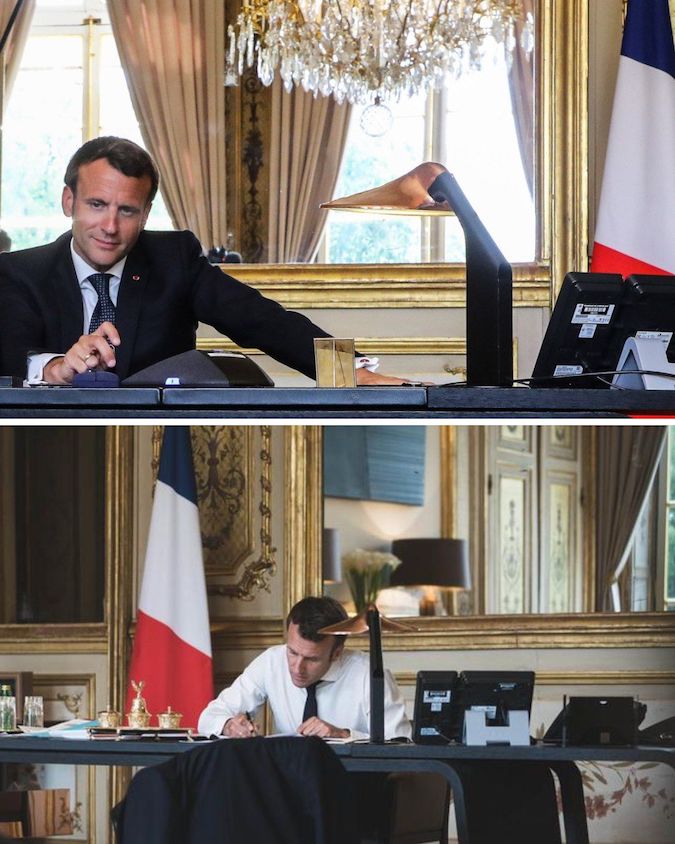 DCW Editions Niwaki desk light on the president of France's desk