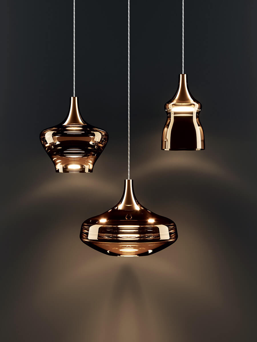 Nostalgia Pendant, Gold Glass, LED, Triac Dim, IP20