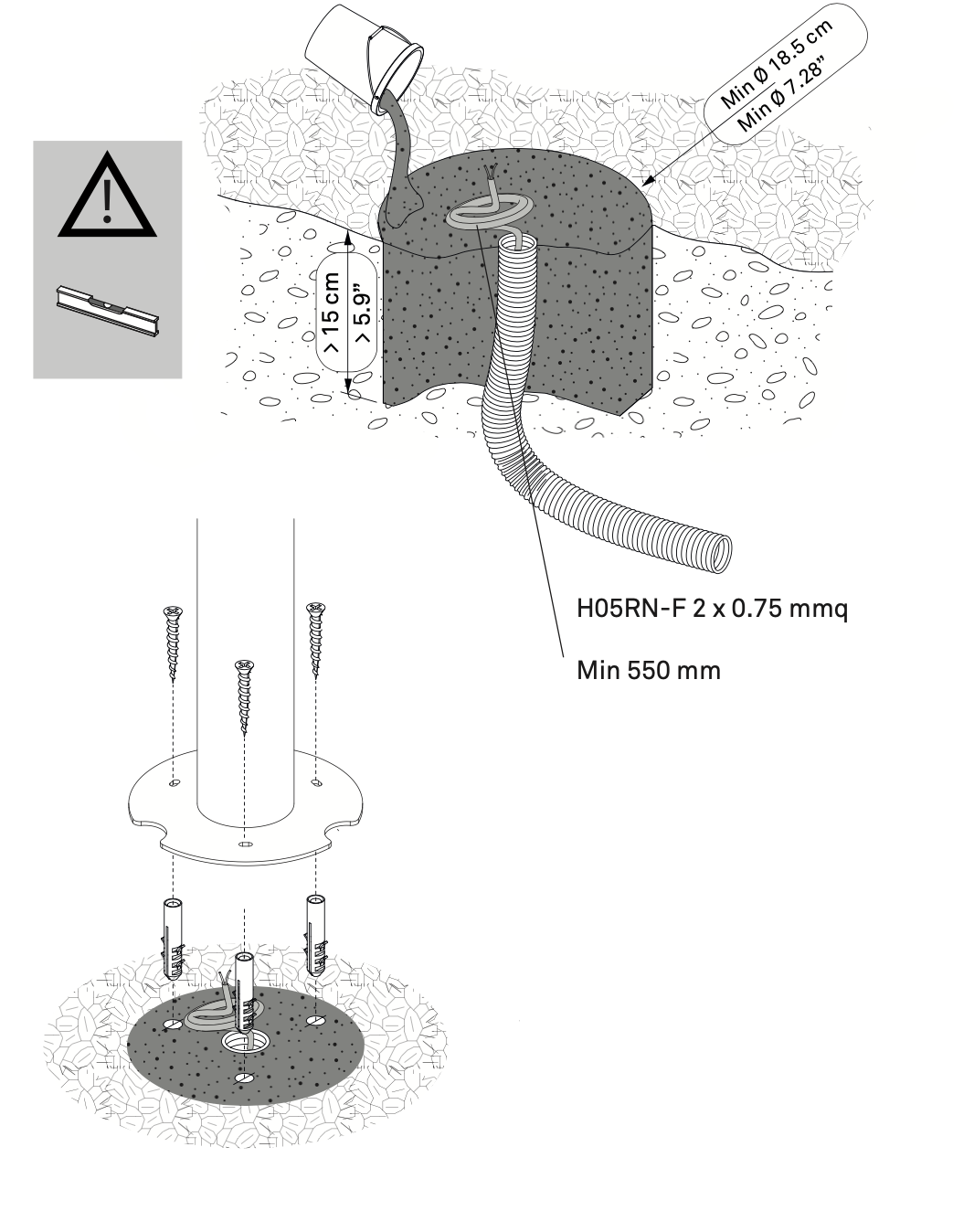 Nui Bollard, A, Concrete, LED, 14W, DALI Dim or On/Off, IP65