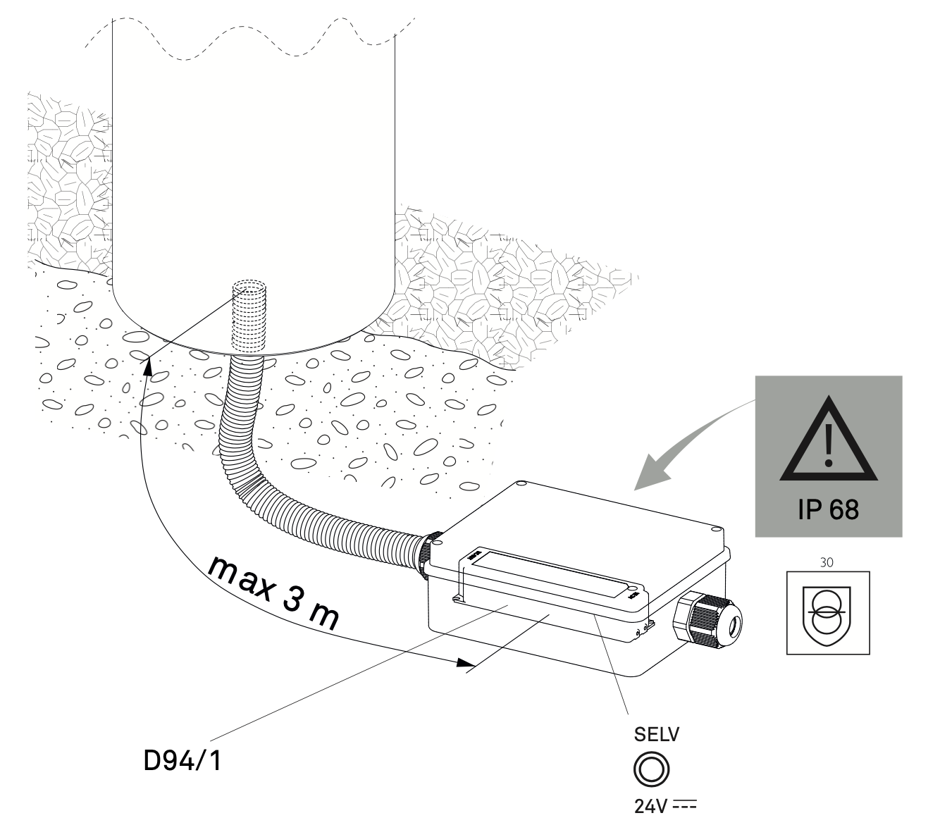 Nui Bollard, Concrete, LED, 14W, DALI Dim or On/Off, IP65