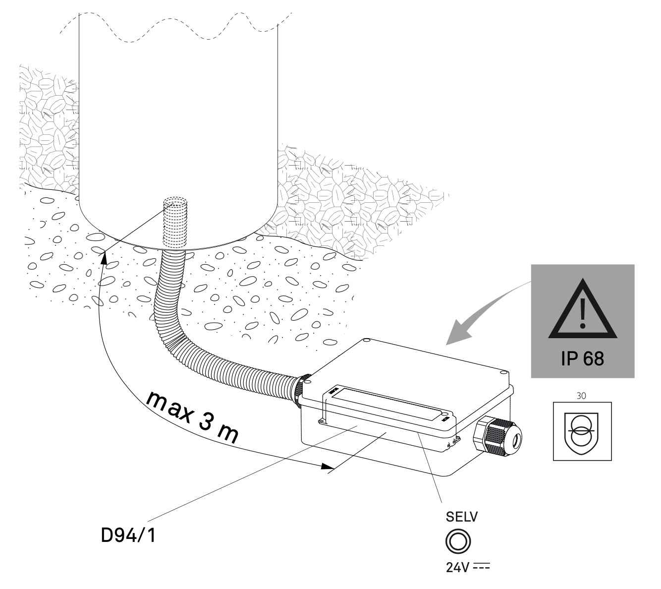 Nui Bollard, B, Concrete, LED, 14W, DALI Dim or On/Off, IP65