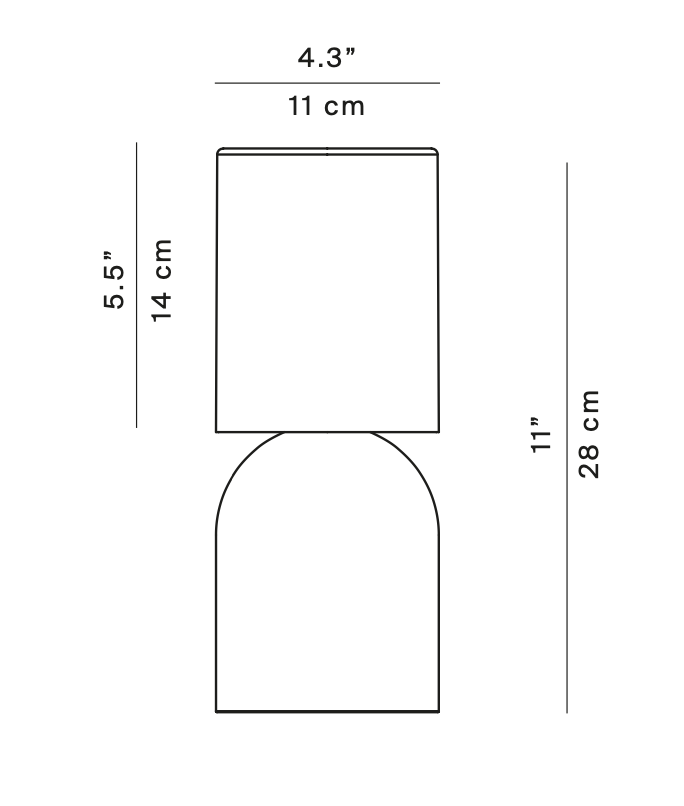 Nui Mini Wireless Table, Grey Shade, LED, Touch Dim, IP54