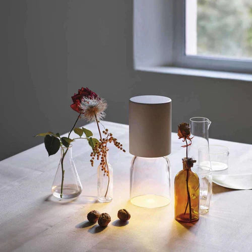 Nui Mini Wireless Table, White Shade, LED, Touch Dim, IP54