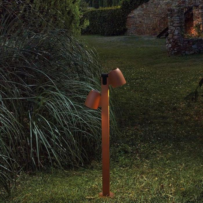 Nut Bollard, 90 cm with 2 Heads, Graphite Brown, LED, 12.6W, Triac Dim, IP65