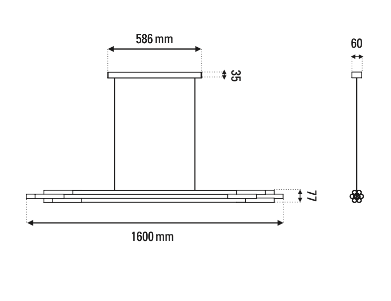 Org Pendant, Linear, Horizontal, 1300 L, Gold, LED, Triac Dim, IP20