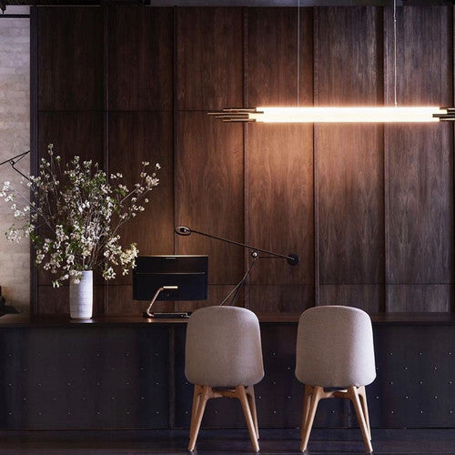 Org Pendant, Linear, Horizontal, 1600 L, Gold, LED, Triac Dim, IP20