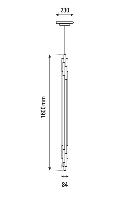 Org Pendant, Linear, Vertical, 1600 L, Gold, LED, Triac Dim, IP20