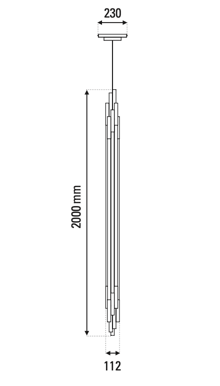 Org Pendant, Linear, Vertical, 2000 L, Gold, LED, Triac Dim, IP20