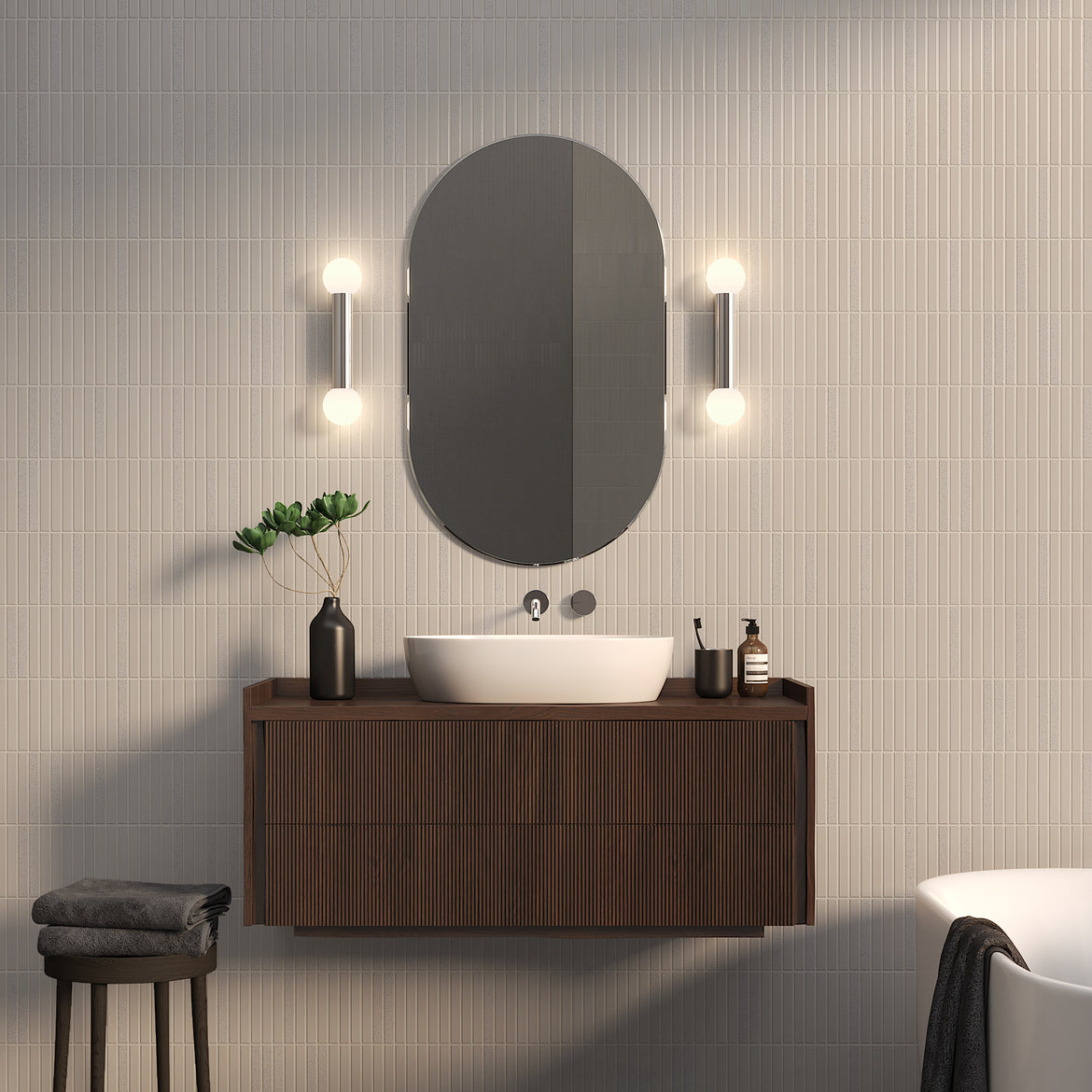 Ortona Wall Light, Double, Black, G9, IP44