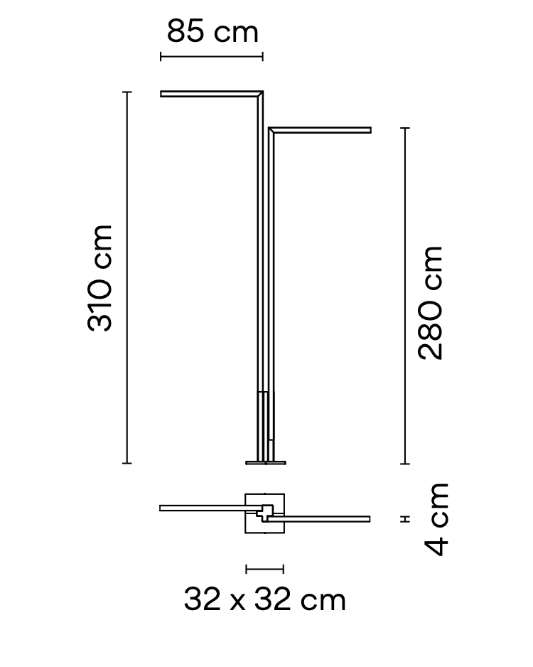 Palo Alto Floor, 2 Light, 310 cm, Brown, LED, 30W, On/Off, IP65