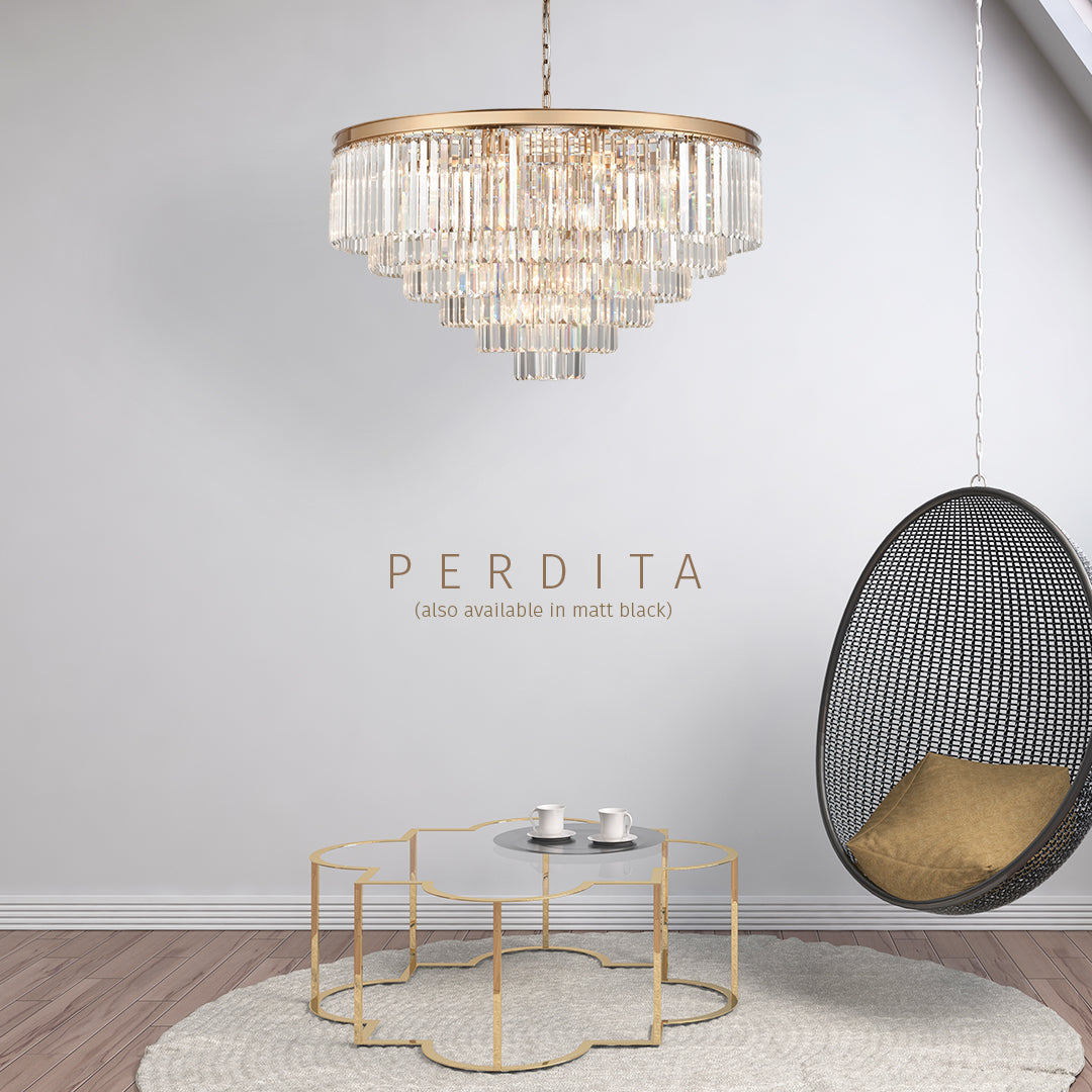 Perdita Pendant, Tiered, Brushed Brass, E14, IP20