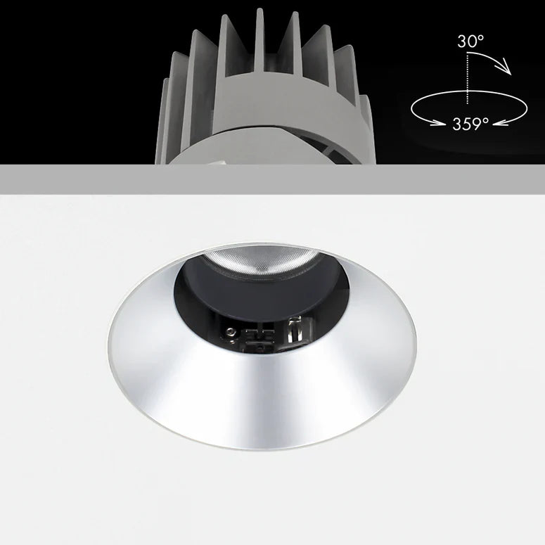 Performance Downlight, Small, 2G, Trimless, Round, Adjustable, Silver, LED, Dim, IP40