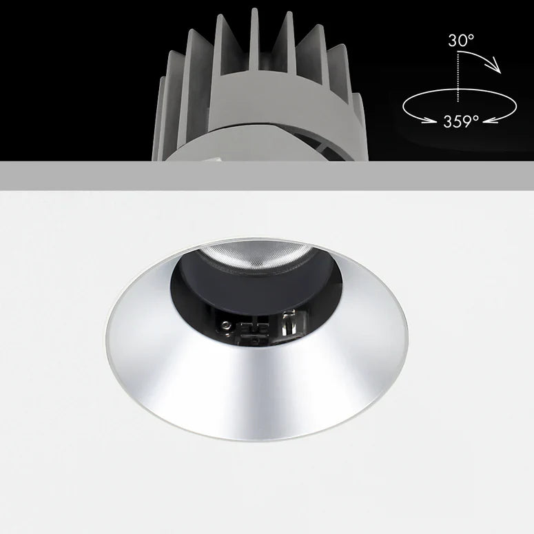 Performance Downlight, Small, Trimless, Round, Adjustable, Silver, VARIABLE LED, Dim, IP40