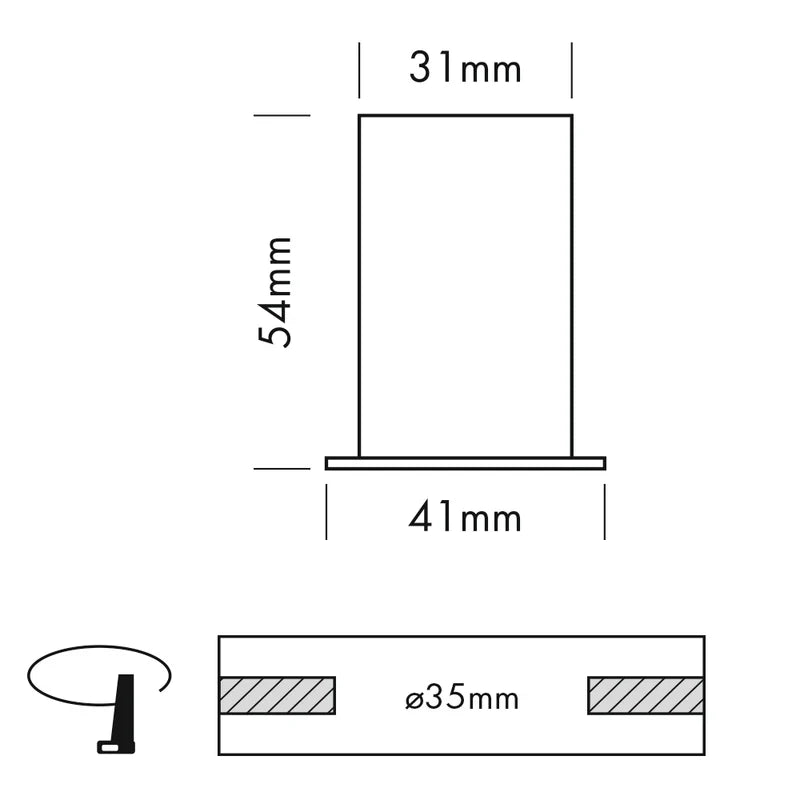Piccolo 35 mm Downlight, Black, 1.5W, 120 Lumens, 2700K, LED, Dim, IP20