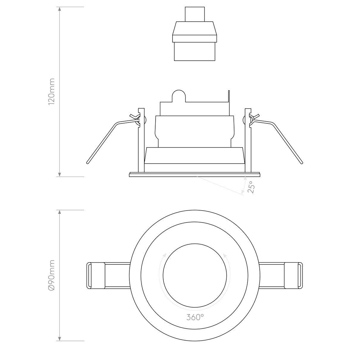 Pinhole Slimline Round Downlight, White, Adjustable, GU10, IP20, Fire Rated