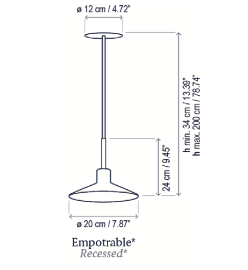 Platet Pendant, Brass, Recessed, LED, 4.2W, Triac Dim, IP20