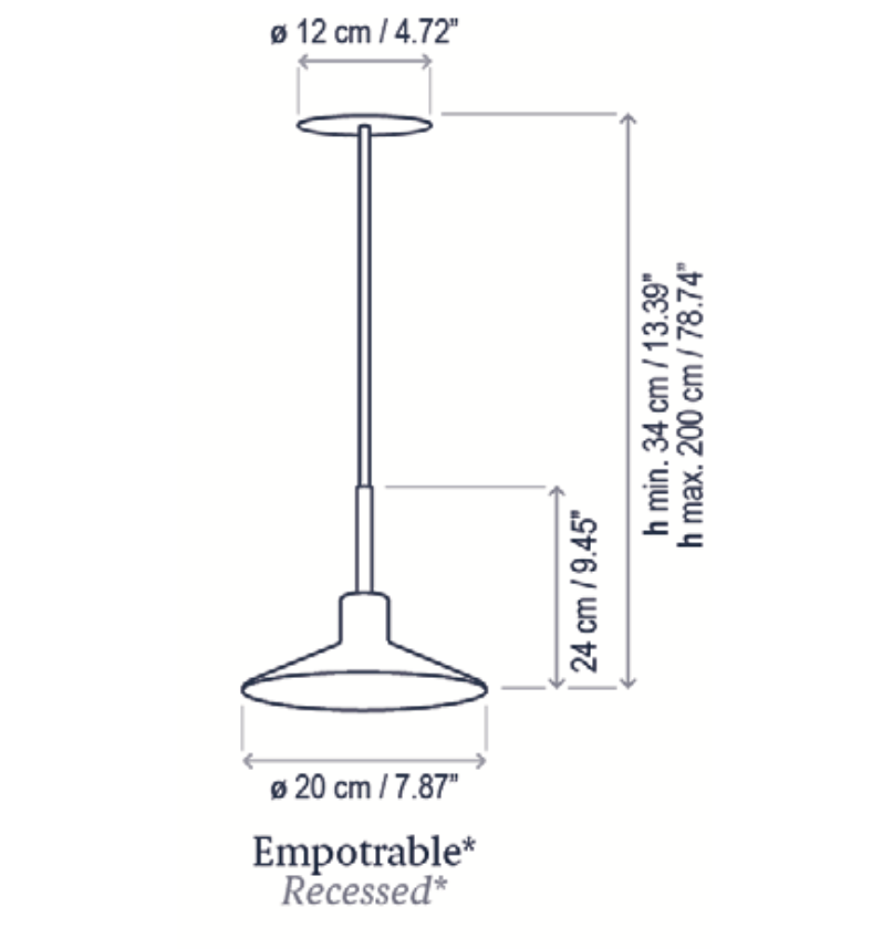 Platet Pendant, Terracotta, Recessed, LED, 4.2W, Triac Dim, IP20