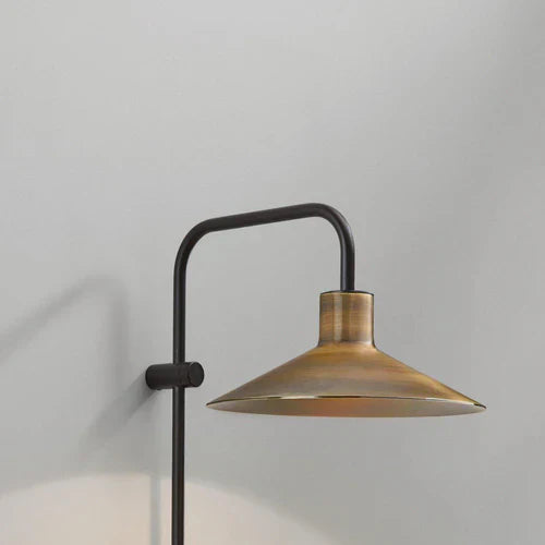Platet Wall, Long Arm, Brass, E14, Foot Dimmer, Plug In, IP20