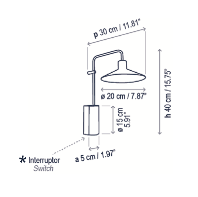 Platet Wall, Brass, LED, 4.2W, Thumbswitch, IP20