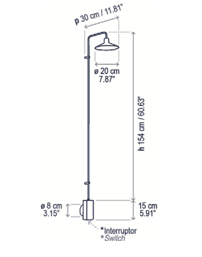 Platet Wall, Long Arm, Terracotta, LED, 4.2W, Triac Dim, IP20