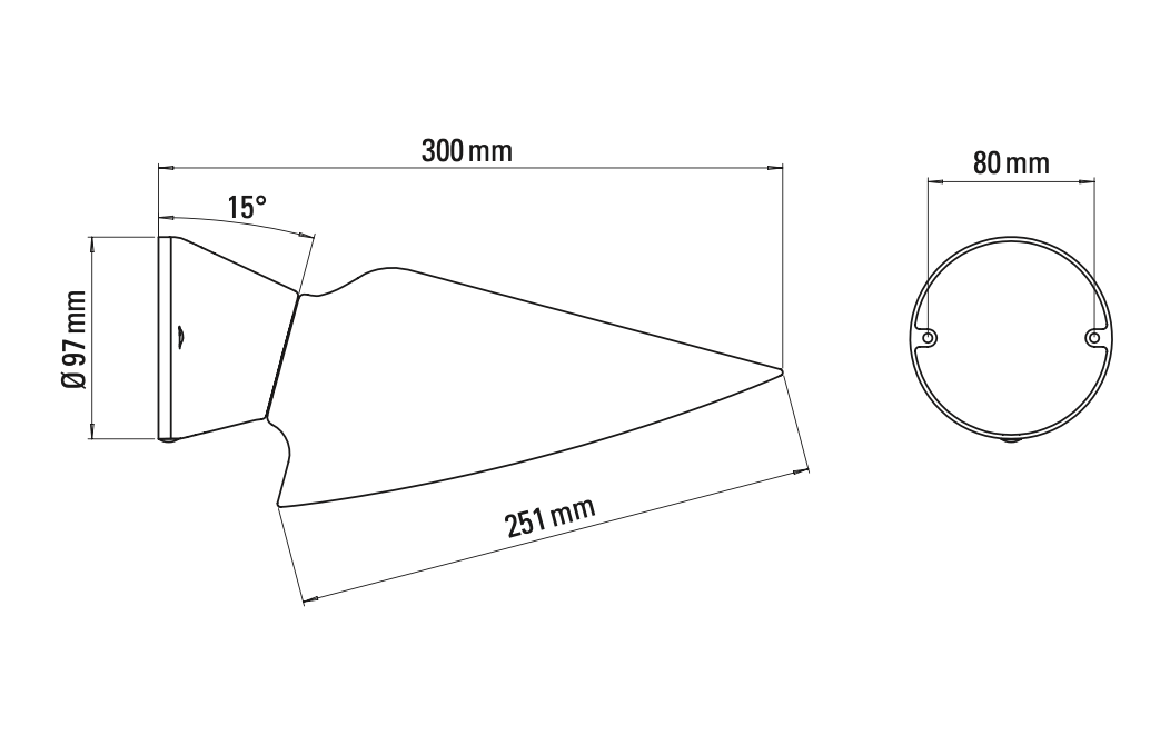 DCW Editions Plume wall light technical drawing