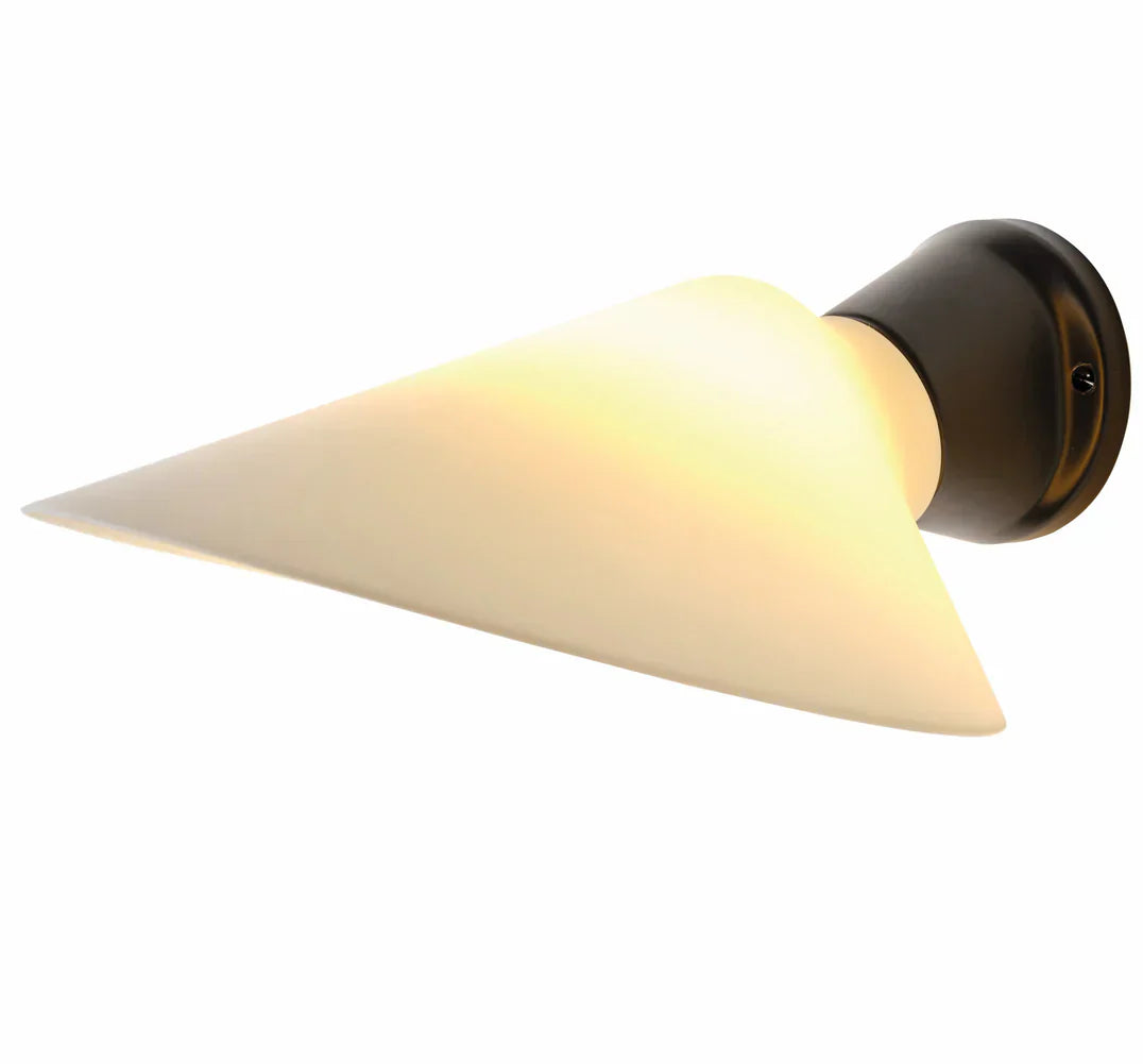 DCW Editions Plume wall light with polycarbonate shade and black base with white background