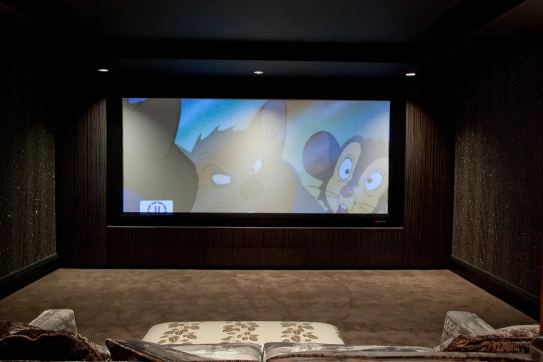 Home cinema with three recessed downlights