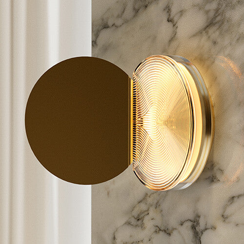 Poudrier Wall, Gold and Ripple Glass, LED, On/Off, IP44