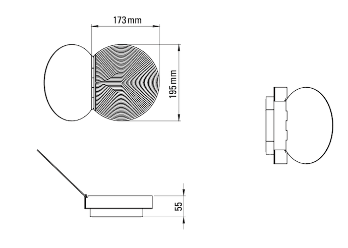 Poudrier Wall, Gold and Ripple Glass, LED, On/Off, IP44