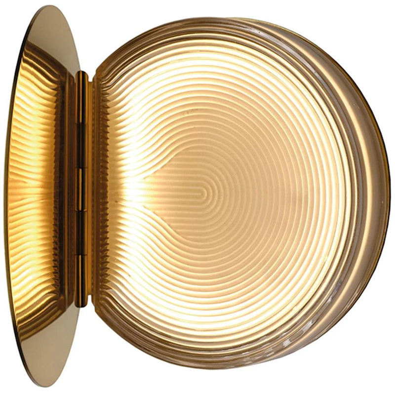 Poudrier Wall, Gold and Ripple Glass, LED, On/Off, IP44