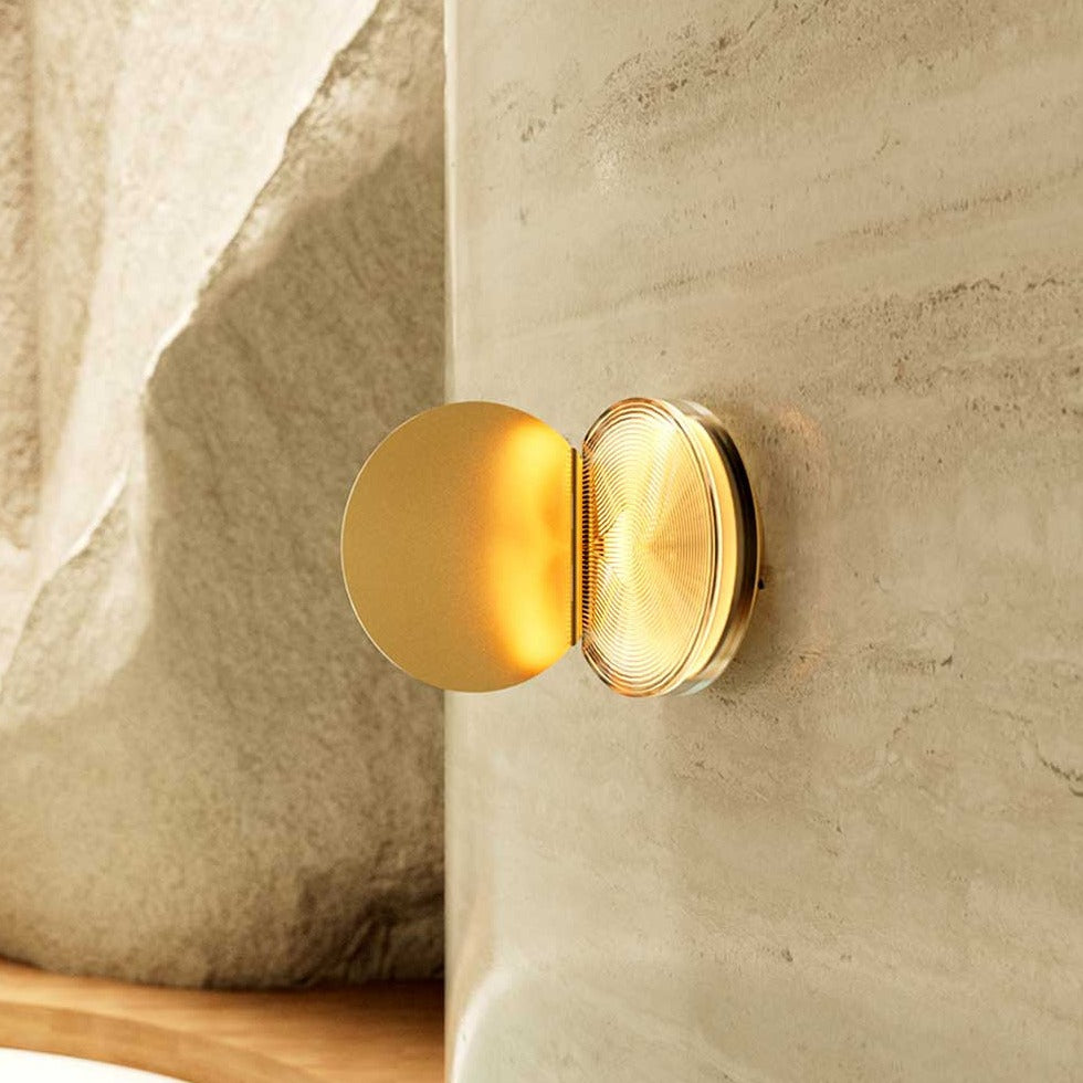 Poudrier Wall, Gold and Ripple Glass, LED, On/Off, IP44