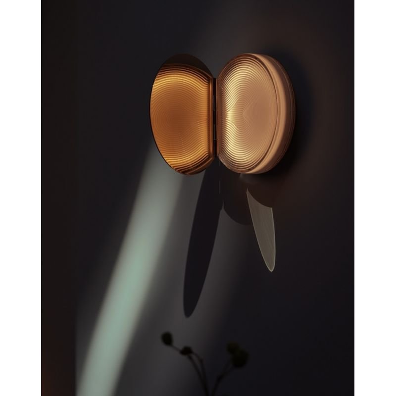 Poudrier Wall, Gold and Ripple Glass, LED, On/Off, IP44